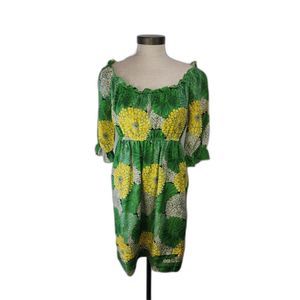 Juicy Couture Women's Silk Blend Green Dress Yellow Flowers Size Small